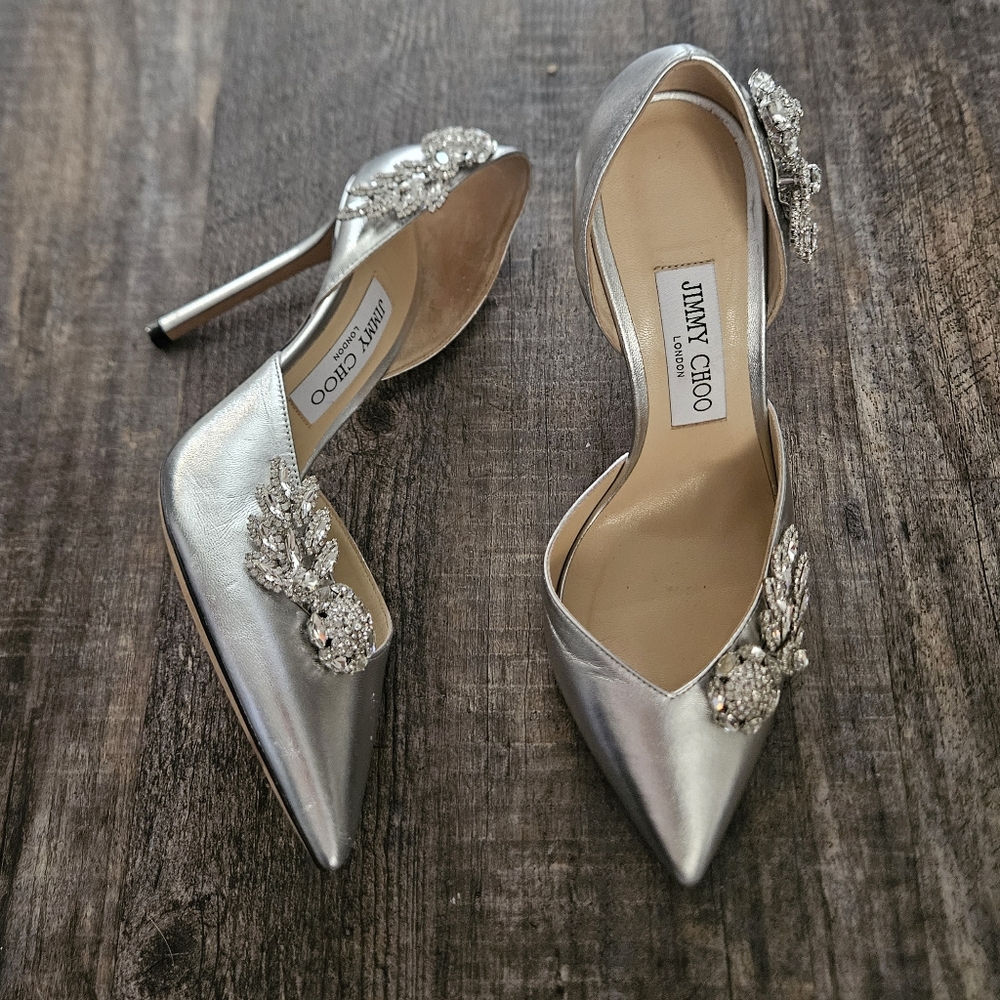 Jimmy ChooJimmy Choo Silver Leather Teja D'orsay Pumps - Picture 5 of 9